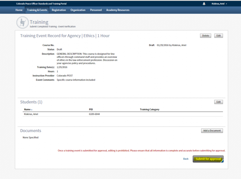 screenshot - Enter-Pre-Approved-Training for 8
