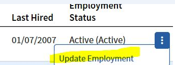 Update Employment Screenshot